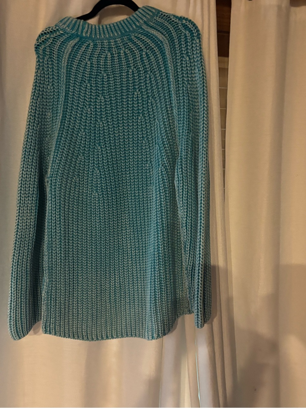 Free People Scoop-Neck Chunky Knit Sweater in Aqua